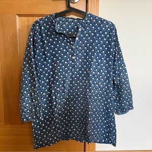 Blue Patterned Cotton Blouse